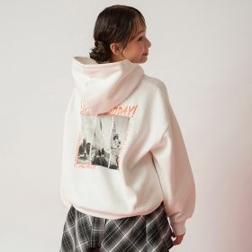 【MELLOW-LY】裏起毛バック転写プリントパーカー