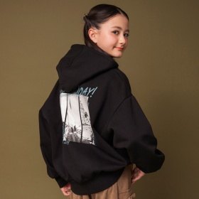 【MELLOW-LY】裏起毛バック転写プリントパーカー