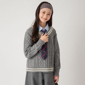 【MELLOW-LY】ネクタイ付きシャツドッキングニット