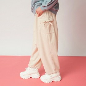 【MELLOW-LY】ポケットリボンコーデュロイカーゴパンツ