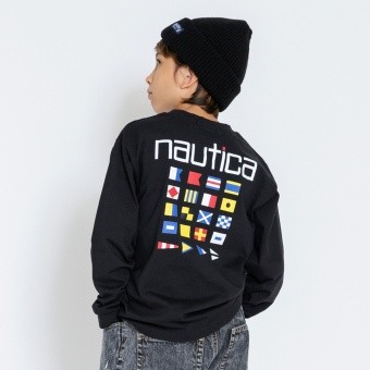 【NAUTICA/ノーティカ】バック国旗プリント長袖Tシャツ