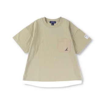 【NAUTICA/ノーティカ】異素材ポケットシャツレイヤード半袖Tシャツ