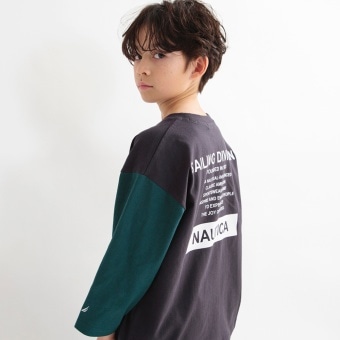 【NAUTICA/ノーティカ】BACKロゴ袖配色8分丈Tシャツ