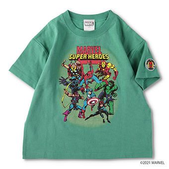 【MARVEL COMICS】キャラクター集合かすれプリントTシャツ