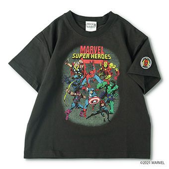 【MARVEL COMICS】キャラクター集合かすれプリントTシャツ