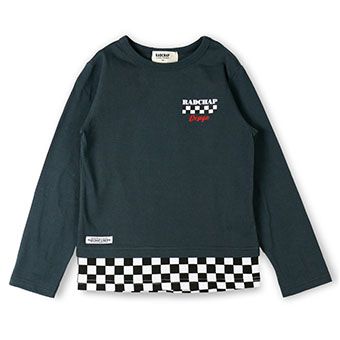 フラッグチェック切替え長袖Tシャツ