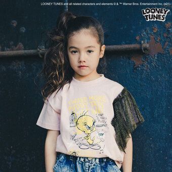 【LOONEY TUNES】チュール袖Tシャツ