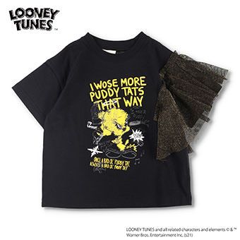 【LOONEY TUNES】チュール袖Tシャツ