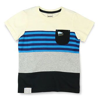 切換えボーダーポケット半袖Tシャツ