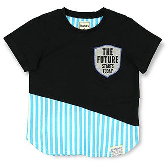 ストライプ切替え半袖Tシャツ