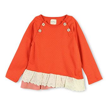裾レース切替え長袖Tシャツ
