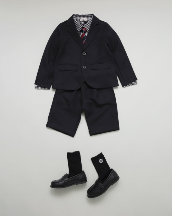 BOY-SET 01 フォーマル3点セット ネイビー/ハーフパンツ 平置き画像