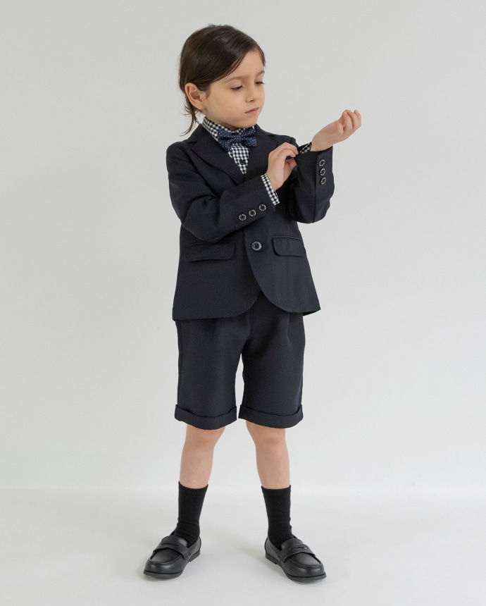 BOY-SET 01 フォーマル3点セット ネイビー/ハーフパンツ モデル着用画像