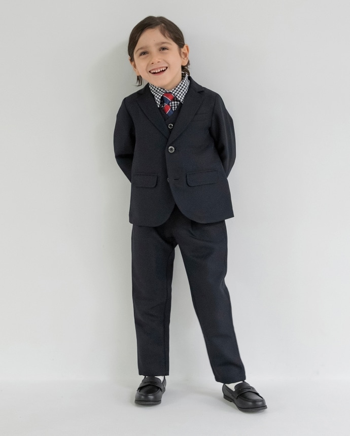 BOY-SET 01 フォーマル3点セット ネイビー/ロングパンツ モデル着用画像