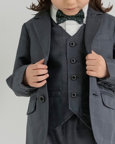 BOY-SET 02 フォーマル3点セット グレーチェック モデル着用画像