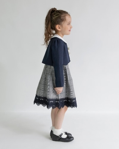 GIRL-SET 02 フォーマル3点セット グレンチェック モデル着用画像