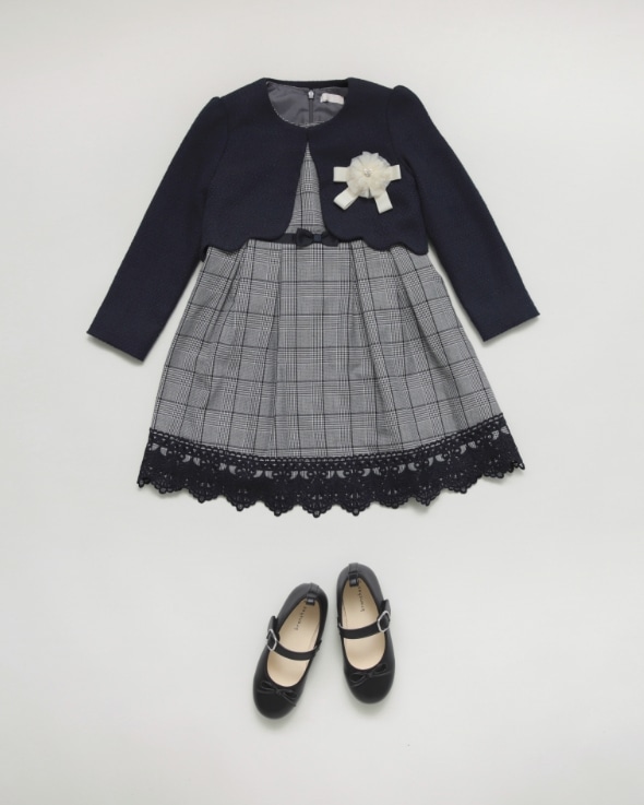 GIRL-SET 02 フォーマル3点セット グレンチェック 平置き画像