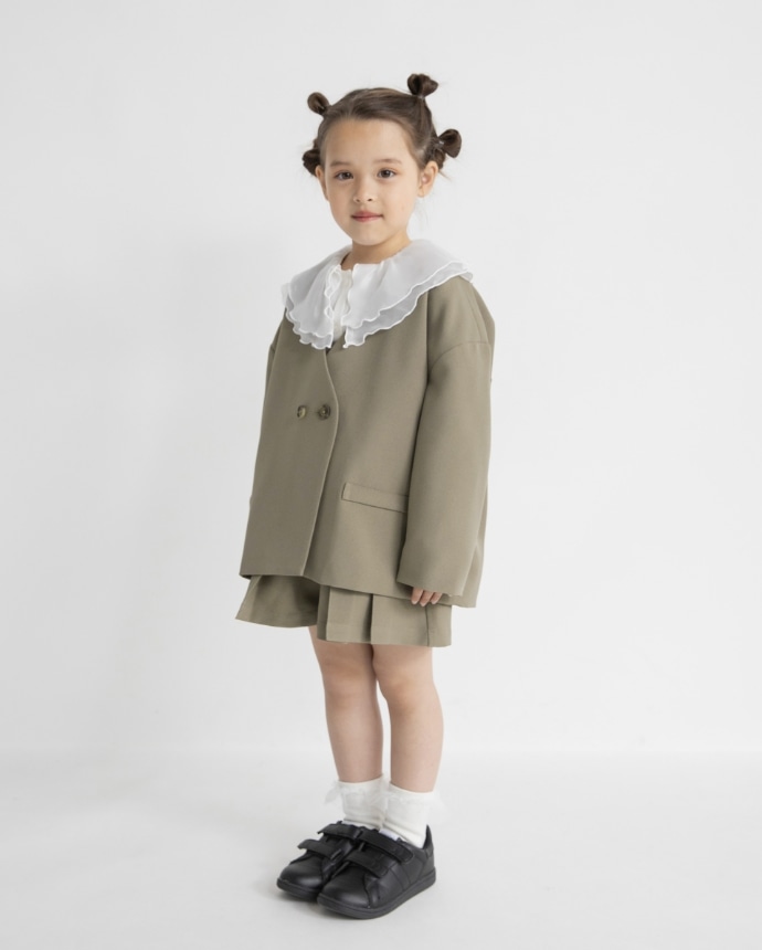 プチプラ フォーマル2点セット ジャケット+キュロットパンツ モデル着用画像