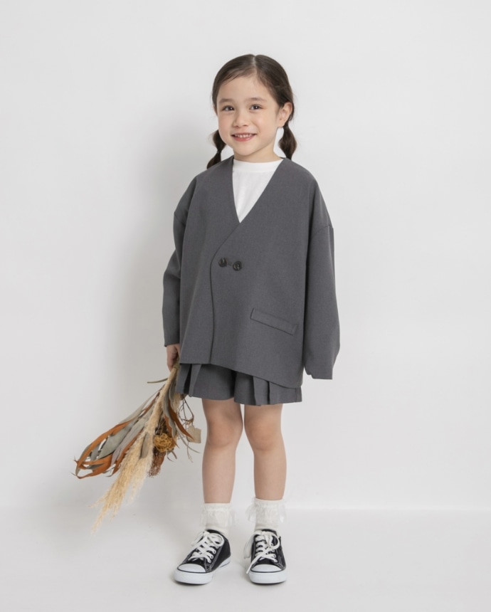 プチプラ フォーマル2点セット ジャケット+キュロットパンツ モデル着用画像